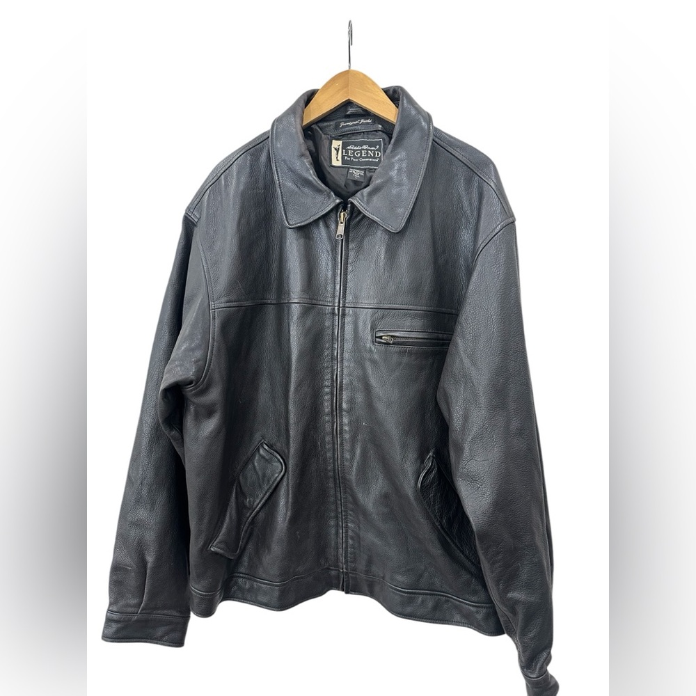 EDDIE BAUER LEGEND Vtg Journeyman JACKET Black Leather Butter Soft‎ Men's L